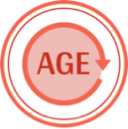 Icon of a circular arrow around the word age